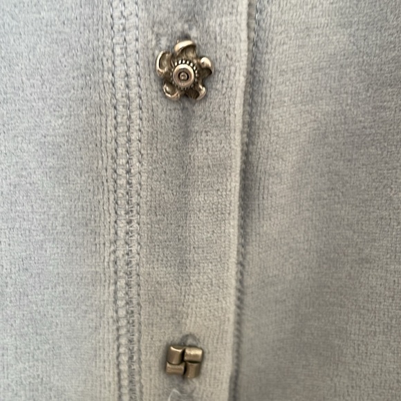 J Jill Light Blue Velvet Shirt With Unique Silver Buttons - Picture 4 of 5